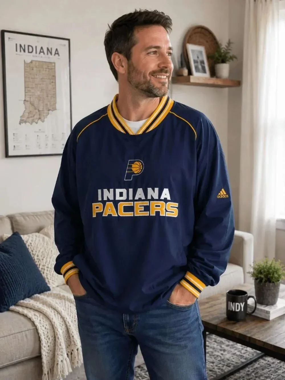 Pro Player adidas Windbreaker Jacket Men's Sz XXL NBA Indiana Pacers Logo Pullov